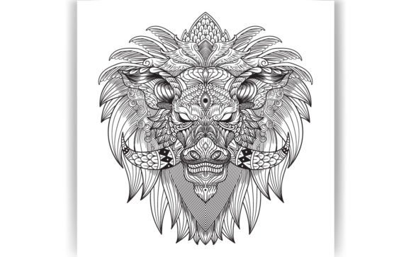 Decorative Boar Coloring Page Book: Graphics & Pages