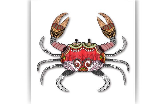 Decorative Crab Coloring Page Book Graphics Review