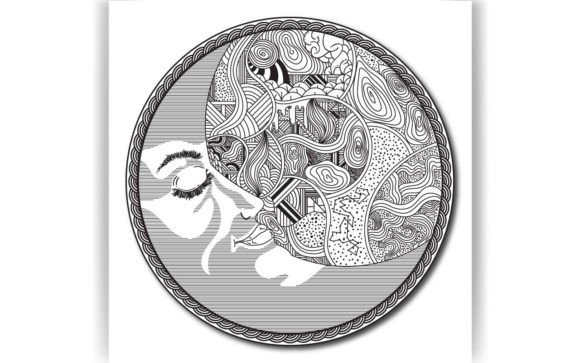 Decorative Crescent Coloring Page Book Graphics Review