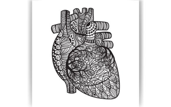 Decorative Human Heart Coloring Page Graphics Review