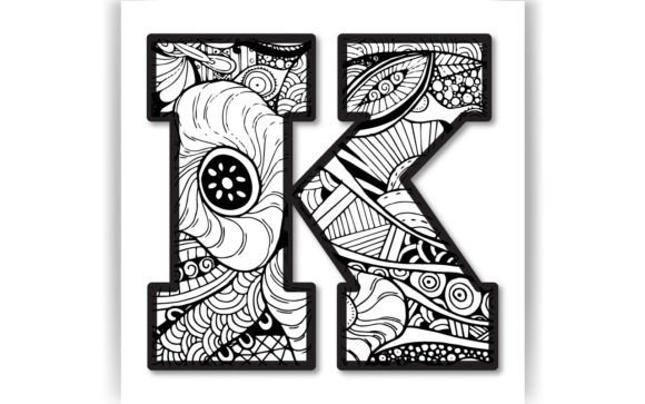 Decorative K Letter Coloring Page for Crafts