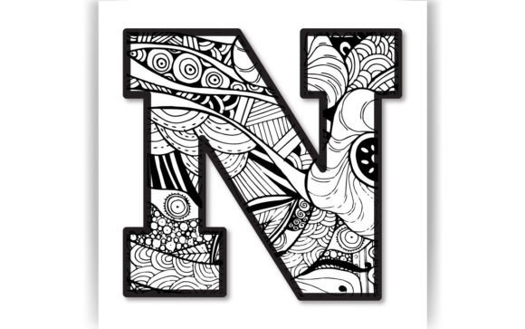 Decorative N Letter Coloring Page KIDS Graphics