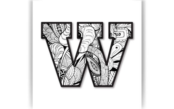 Decorative W Letter Graphics for Kids Crafts