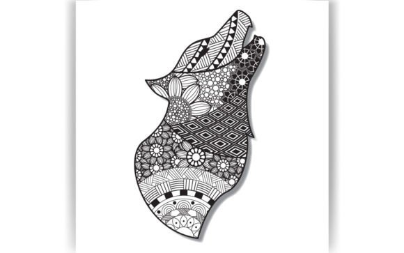 Decorative Wolf Coloring Page Book KID Graphics