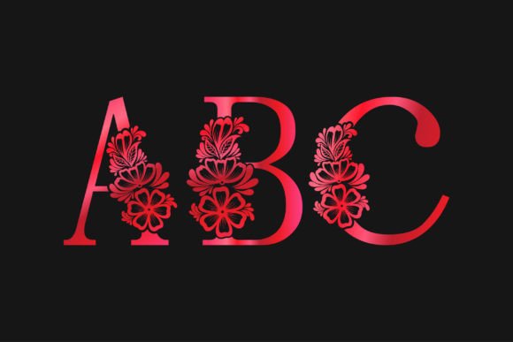 Red Decorative ABC Alphabets: Graphics for Crafts